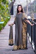 Lightweight Satin Free-Size Maxi Dress with Matching Shawl