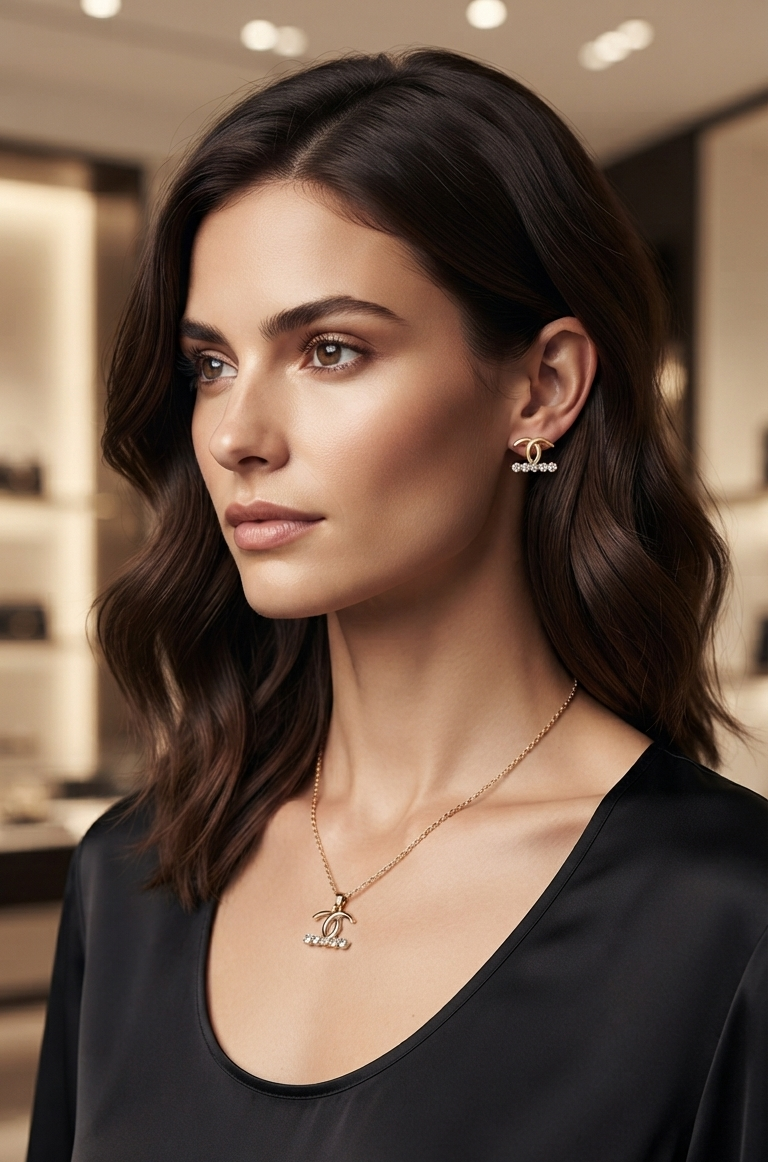 Elegance Stainless Steel Jewelry Set — Radiant Gold-Tone Necklace & Matching Earrings
