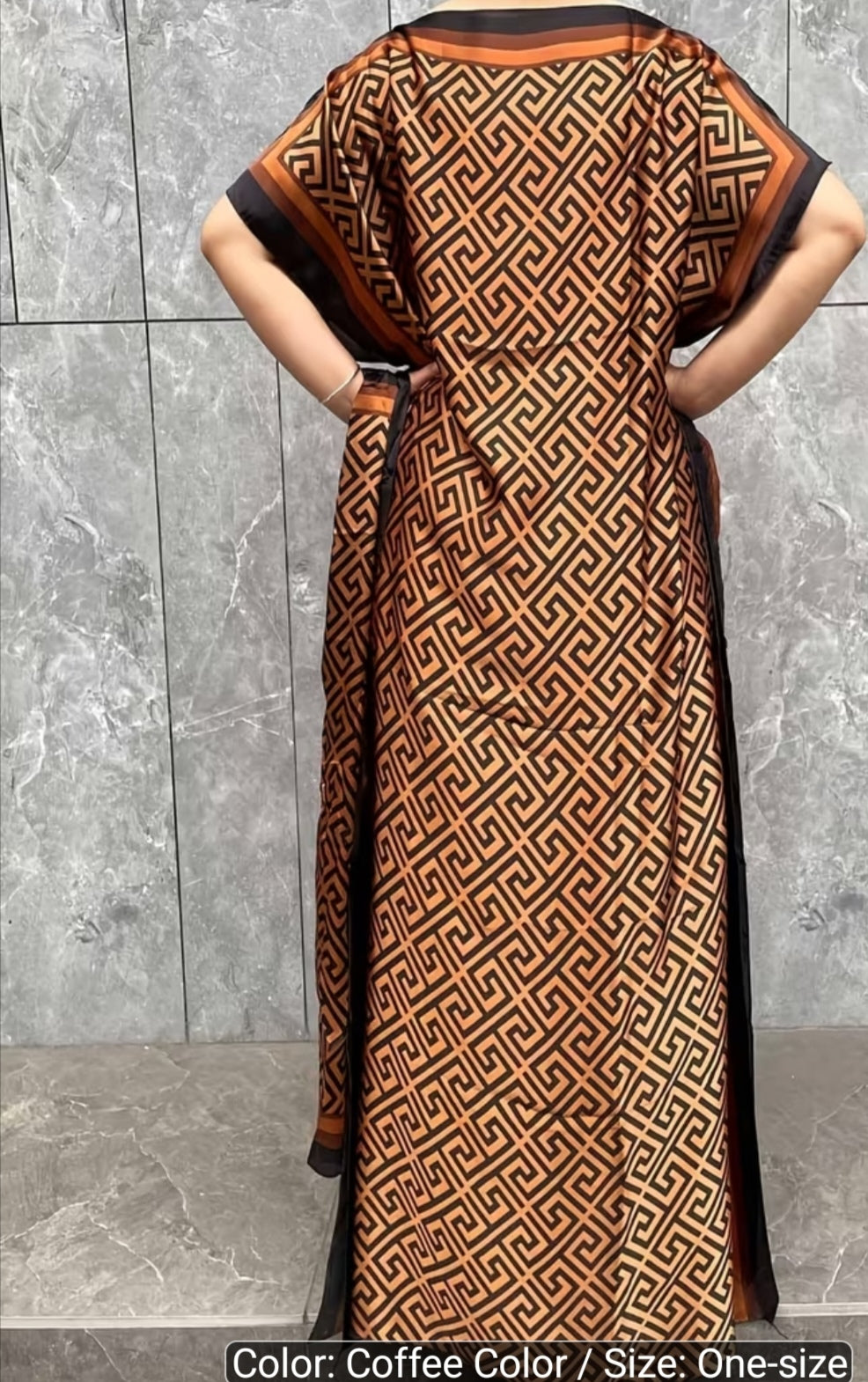 Lightweight Satin Free-Size Maxi Dress with Matching Shawl - Coffee Brown