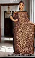 Lightweight Satin Free-Size Maxi Dress with Matching Shawl - Coffee Brown