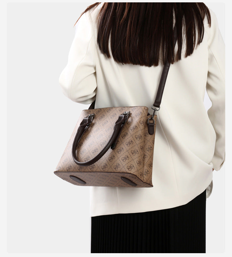 Classic Monogram Print Women's Handbag with Double Straps
