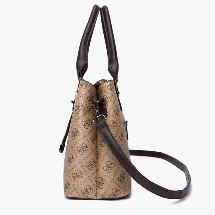 Classic Monogram Print Women's Handbag with Double Straps