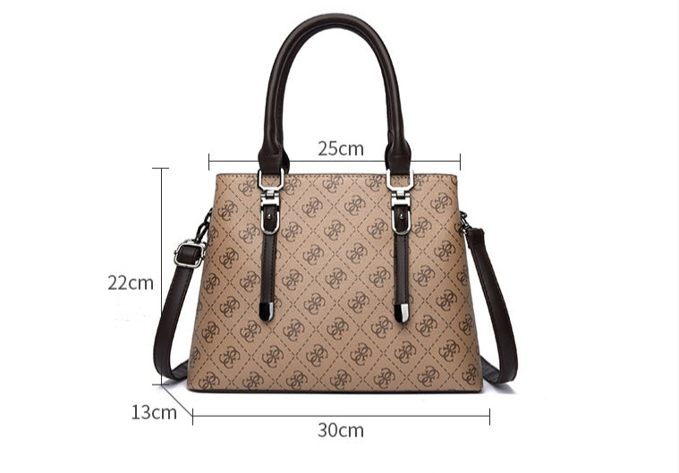 Classic Monogram Print Women's Handbag with Double Straps