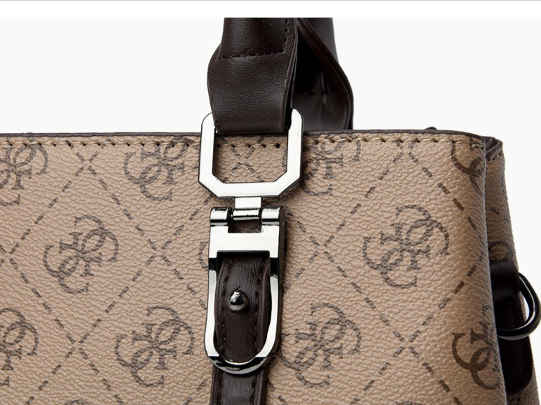 Classic Monogram Print Women's Handbag with Double Straps