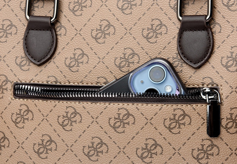 Classic Monogram Print Women's Handbag with Double Straps
