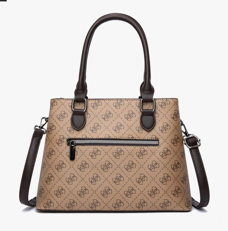 Classic Monogram Print Women's Handbag with Double Straps