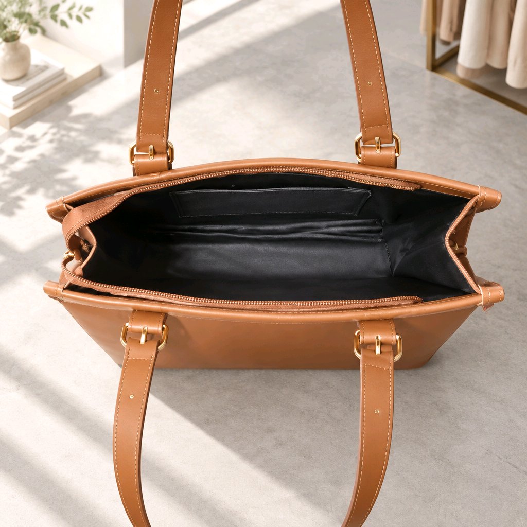 Chic Patchwork Suede Leather Tote Bag with Buckle Detail