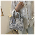 Luxurious Grey Women's Handbag & Shoulder Bag with Scarf